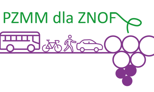 Logotyp Planu Zrównoważonej Mobilności Miejskiej dla Zielonogórsko-Nowosolskiego Obszaru Funkcjonalnego (ZNOF)